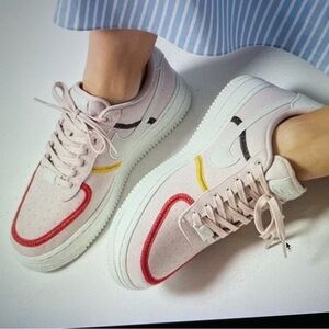 Nike Air Force One shoes’07 Women's 10.5 Low LX 'Stitched‎ Canvas-siltstone Red